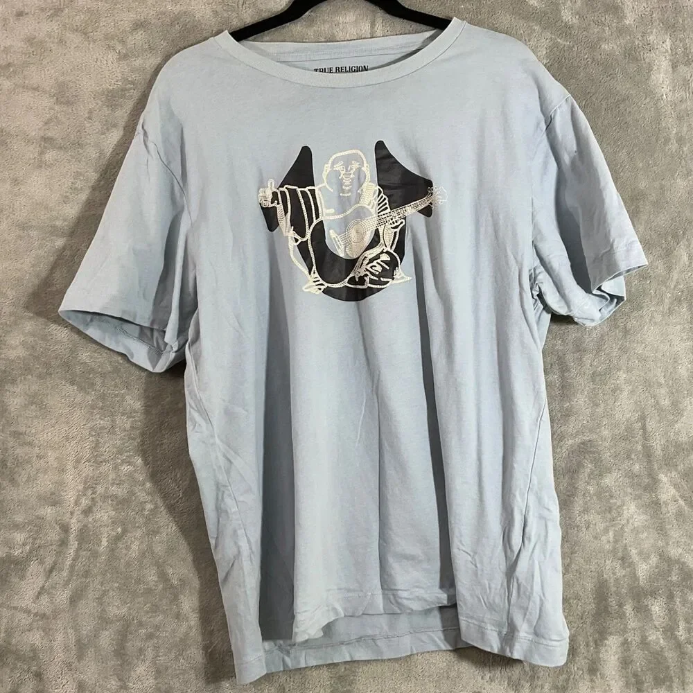 True Religion Shirt Big Buddha Horseshoe Men’s 2XL Gray embroidered SS